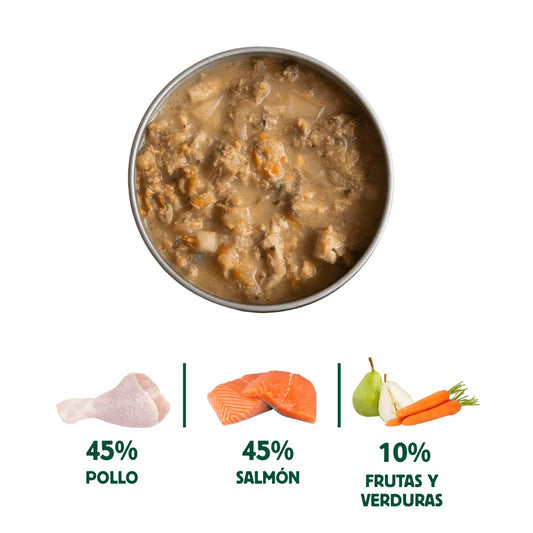 WILD BALANCE - CAZUELA CASERA DE SALMÓN Y POLLO CON PERA PARA PERROS