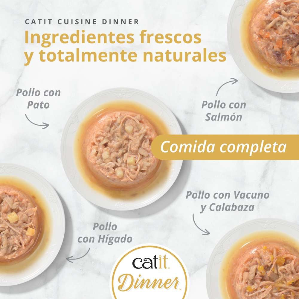 CATIT - DINNER DE POLLO CON ATÚN Y SALMÓN PARA GATOS