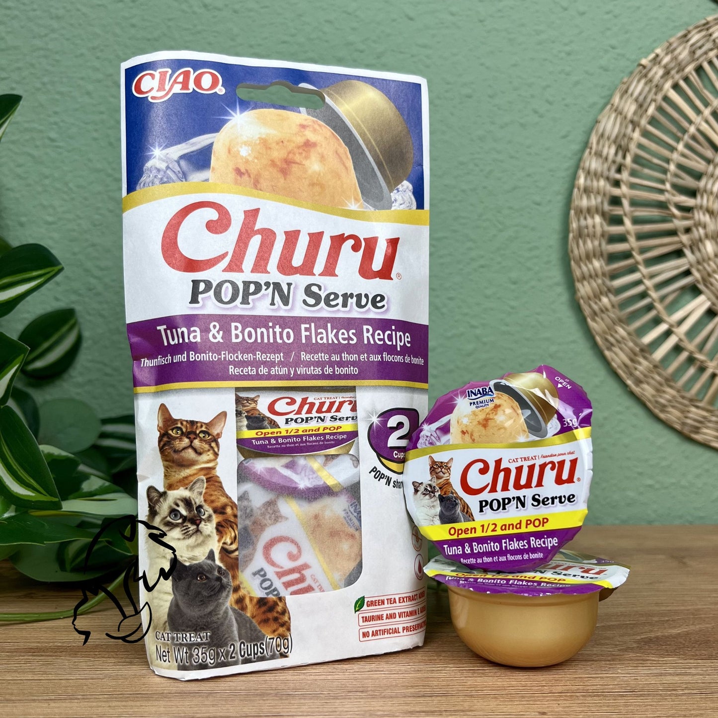 INABA - CHURU POP´N SERVE DE ATÚN CON VIRUTAS DE BONITO PARA GATOS