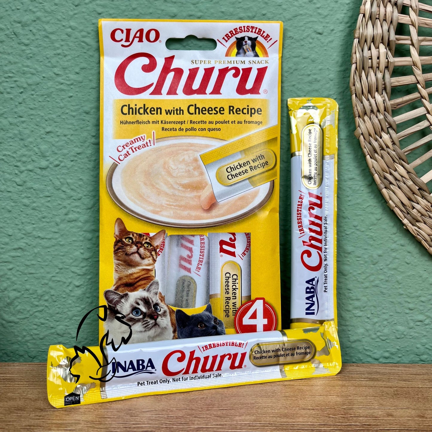 INABA - CHURU DE POLLO CON QUESO PARA GATOS