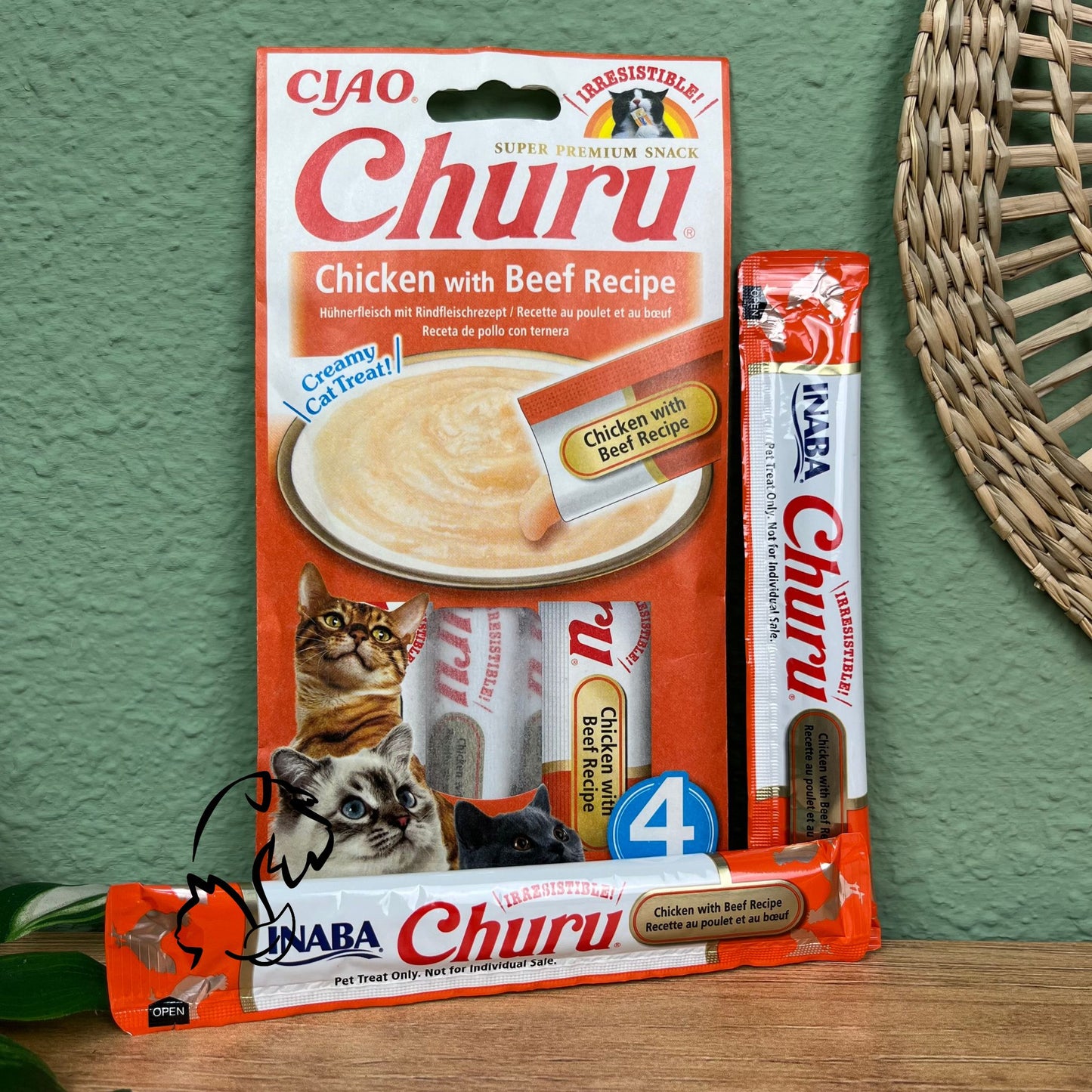 INABA - CHURU DE POLLO CON TERNERA PARA GATOS