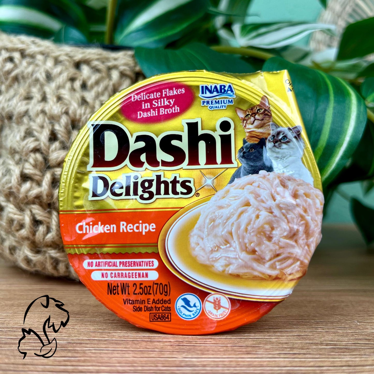 Inaba Dashi Delights de pollo con caldo de vieira, comida húmeda sin cereales y complementaria para gatos