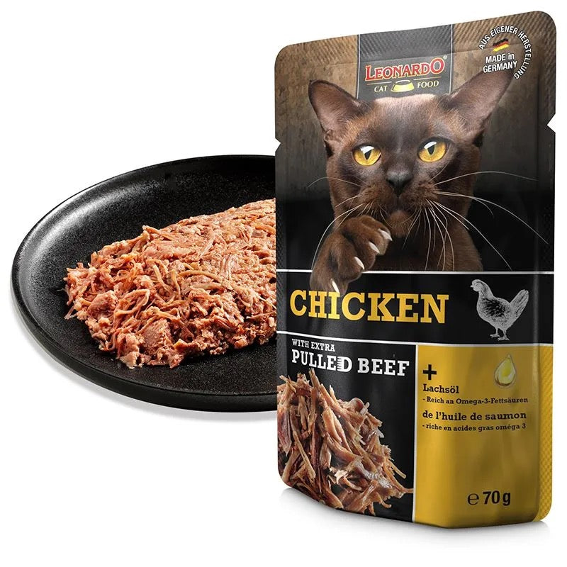 LEONARDO PULLED BEEF - SOBRE DE POLLO Y TERNERA PARA GATOS