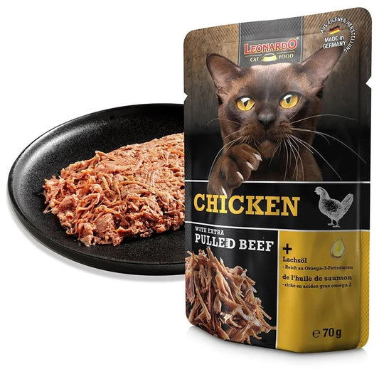 LEONARDO PULLED BEEF - SOBRE DE POLLO Y TERNERA PARA GATOS