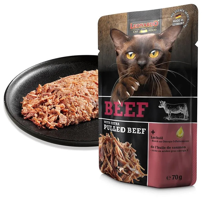 LEONARDO PULLED BEEF - SOBRE DE TERNERA Y POLLO PARA GATOS