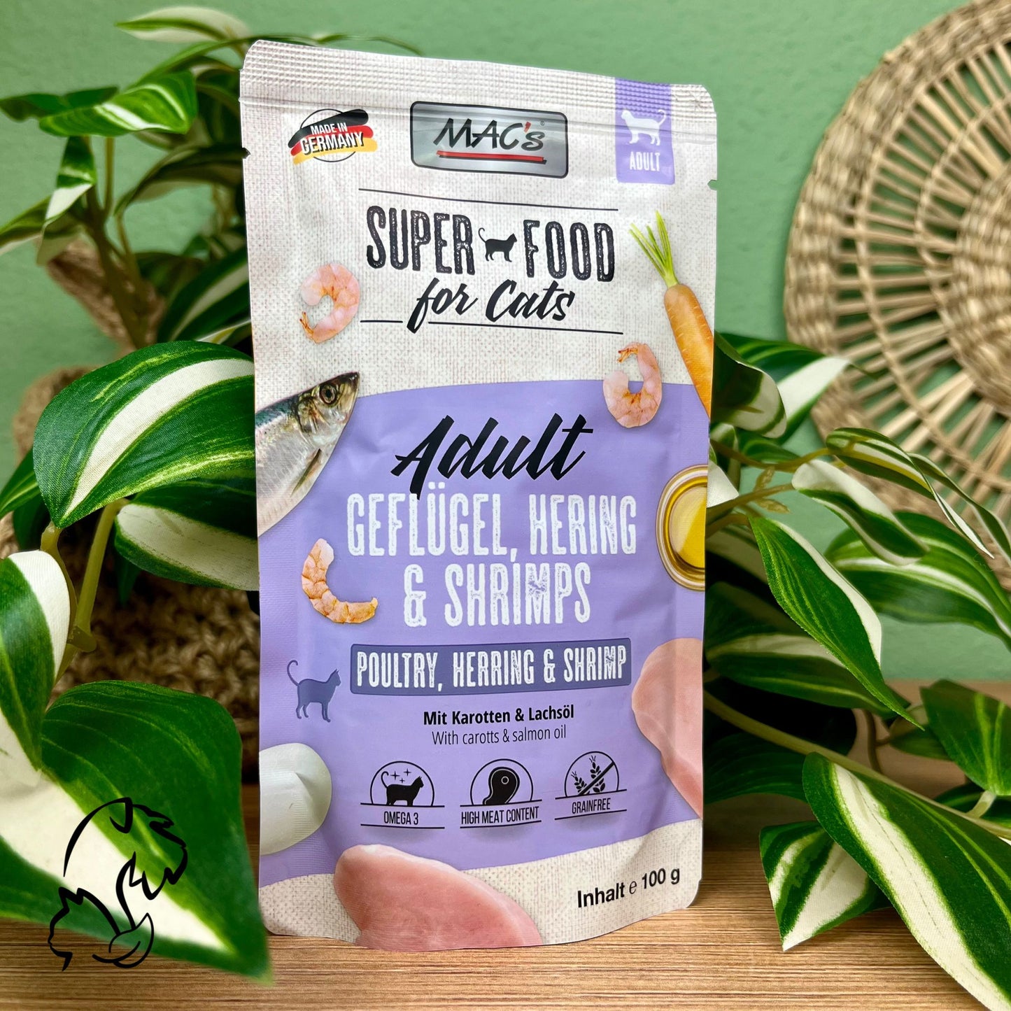 Mac´s Alimentación Natural En Sobre De Aves De Corral Con Arenque Y Gambas Para Gatos