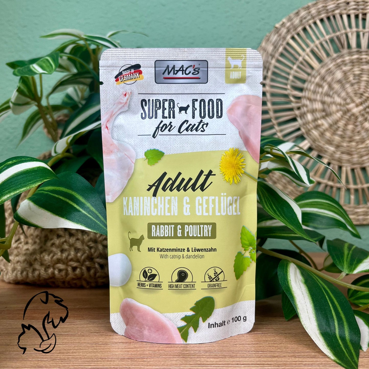 Mac´s Alimentación Natural En Sobre De Aves De Corral Y Conejo Para Gatos 100g