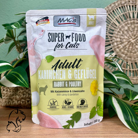 Mac´s Alimentación Natural En Sobre De Aves De Corral Y Conejo Para Gatos 300g