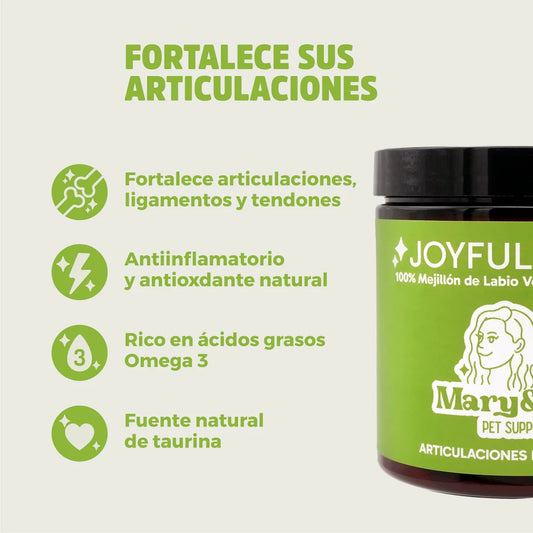 MARY & TRUFA - JOYFUL JOINTS - MEJILLÓN DE LABIO VERDE PARA PERROS Y GATOS