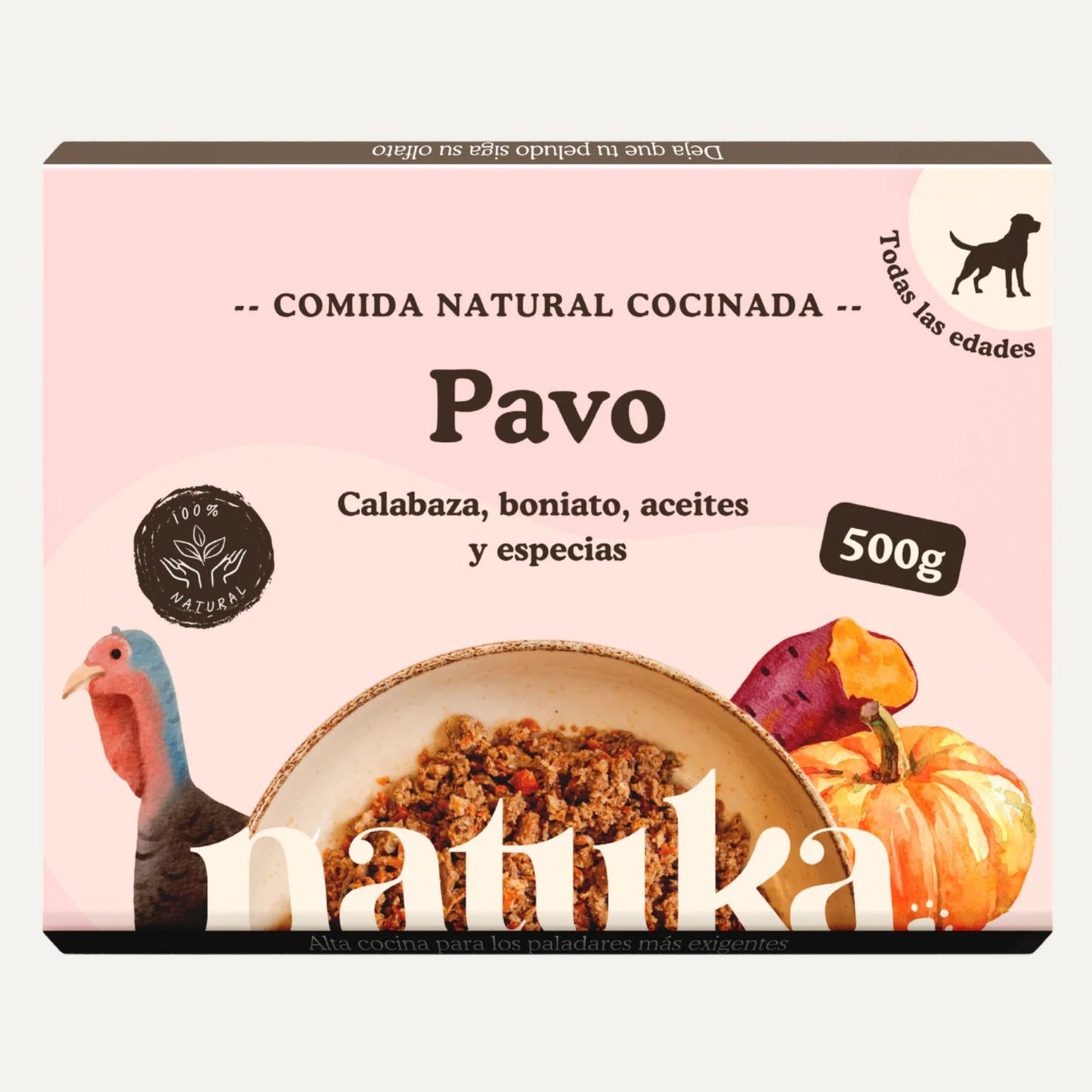 Natuka, comida natural cocinada monoproteica, receta de pavo para perros de todas las edades y tamaños.