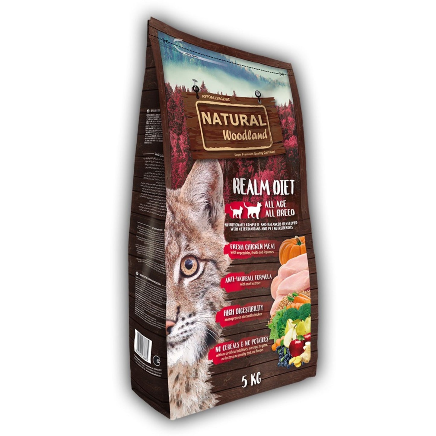 Natural Woodland, pienso monoproteico y sin cereales Realm Diet de pollo para gatos de todas las edades