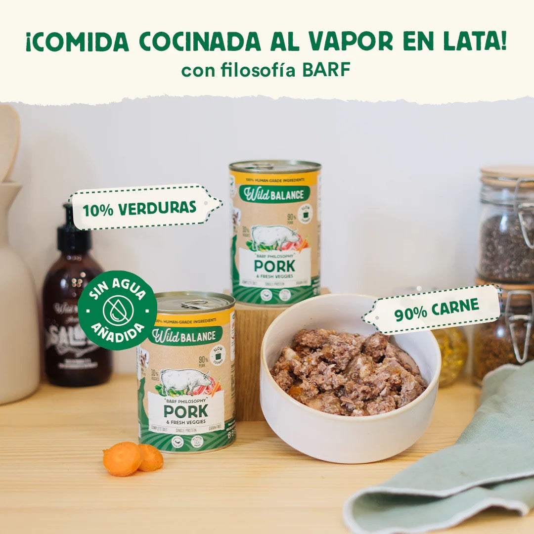 WILD BALANCE - LATA FILOSOFÍA BARF DE CERDO PARA PERROS