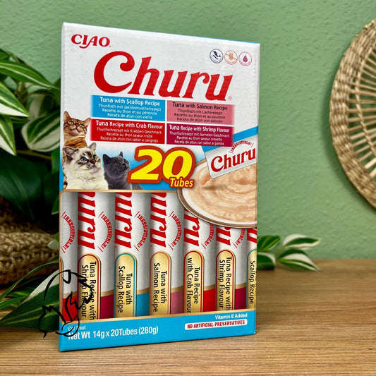 INABA - CHURU CAJA 20 UNIDADES - VARIEDADES DE ATÚN PARA GATOS