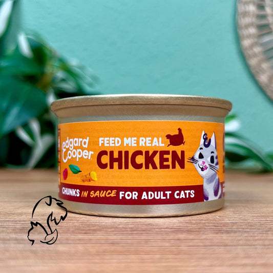 EDGARD & COOPER - LATA TROCITOS DE POLLO CON VACUNO EN SALSA PARA GATOS