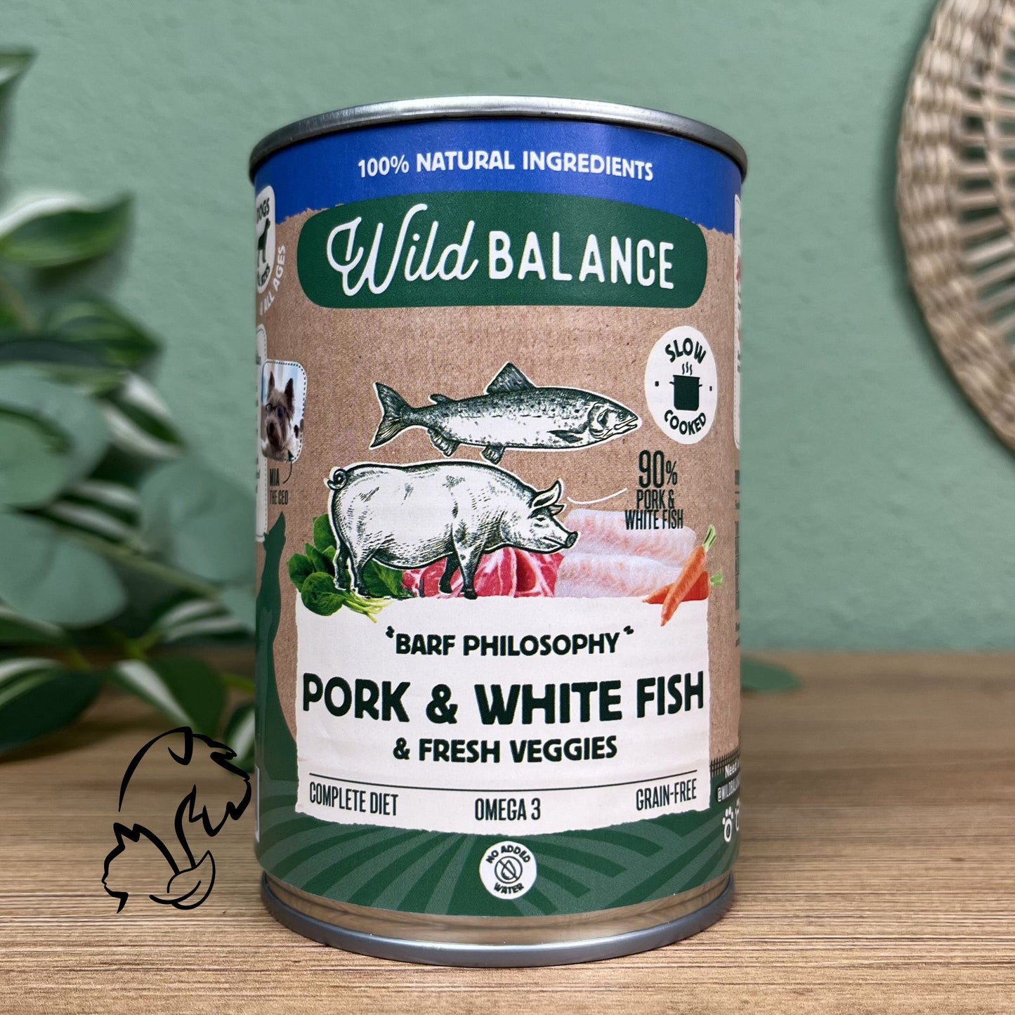 WILD BALANCE - LATA FILOSOFÍA BARF DE CERDO Y MERLUZA PARA PERROS