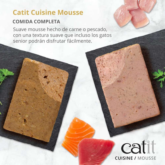 CATIT - CUISINE MOUSSE DE PESCADO CON POLLO, ATÚN Y SALMÓN PARA GATOS