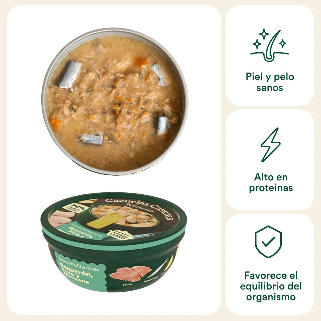 WILD BALANCE - CAZUELA CASERA DE BOQUERÓN Y PAVO CON MANZANA PARA PERROS