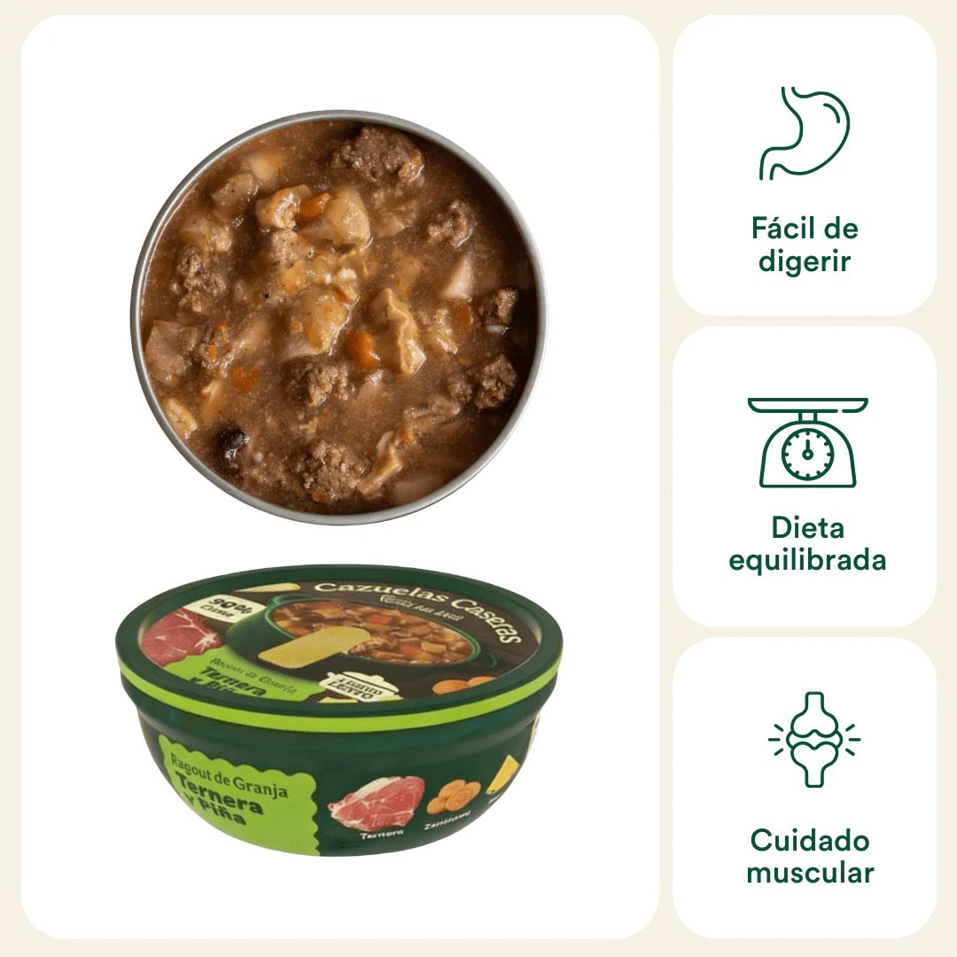 WILD BALANCE - CAZUELA CASERA DE TERNERA CON ZANAHORIA Y PIÑA PARA PERROS