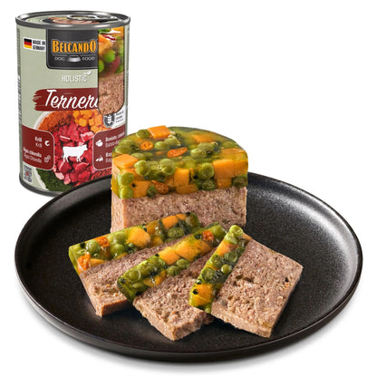 Belcando Holistic, lata de comida húmeda completa y de calidad elaborada a base de ternera y krill para perros