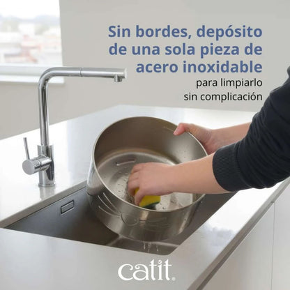 CATIT - FUENTE SIN CABLES PIXI DE ACERO INOXIDABLE PARA GATOS
