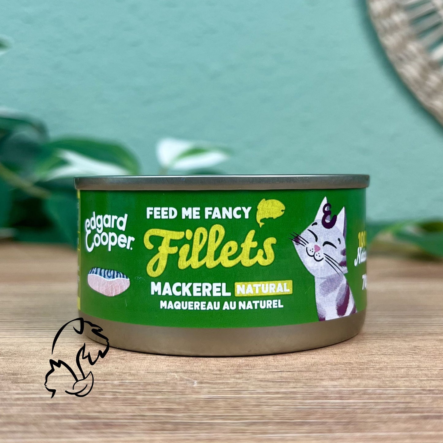 Lata complementaria sin cereales de filetes de caballa para gatos de la marca Edgard & Cooper.