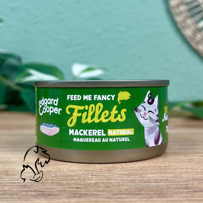 Lata complementaria sin cereales de filetes de caballa para gatos de la marca Edgard & Cooper.