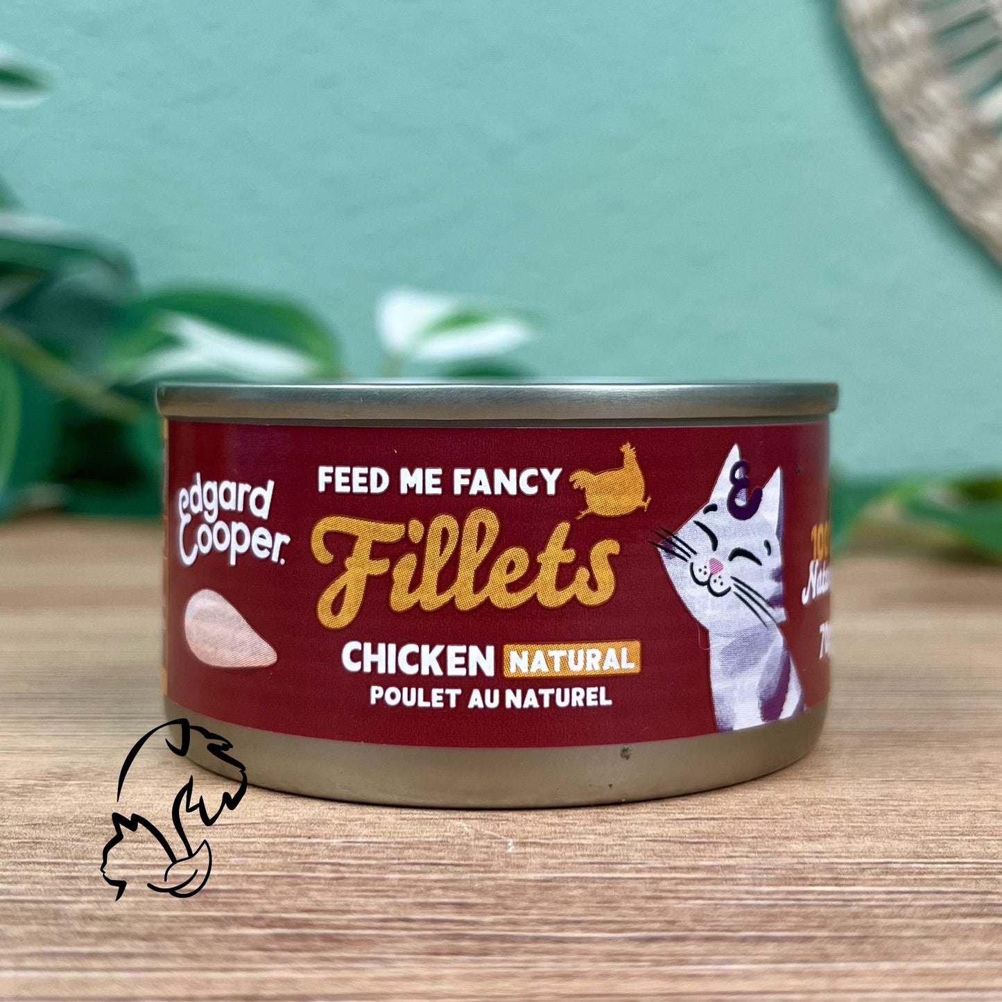 Lata complementaria sin cereales de filetes de pollo para gatos de la marca Edgard & Cooper.