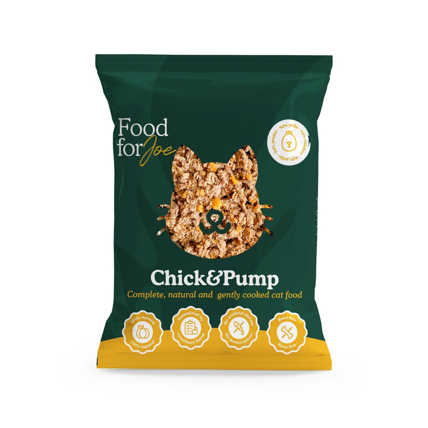 Food for Joe, receta Chick&Pump comida natural cocinada de pollo para gatos de todas las edades 