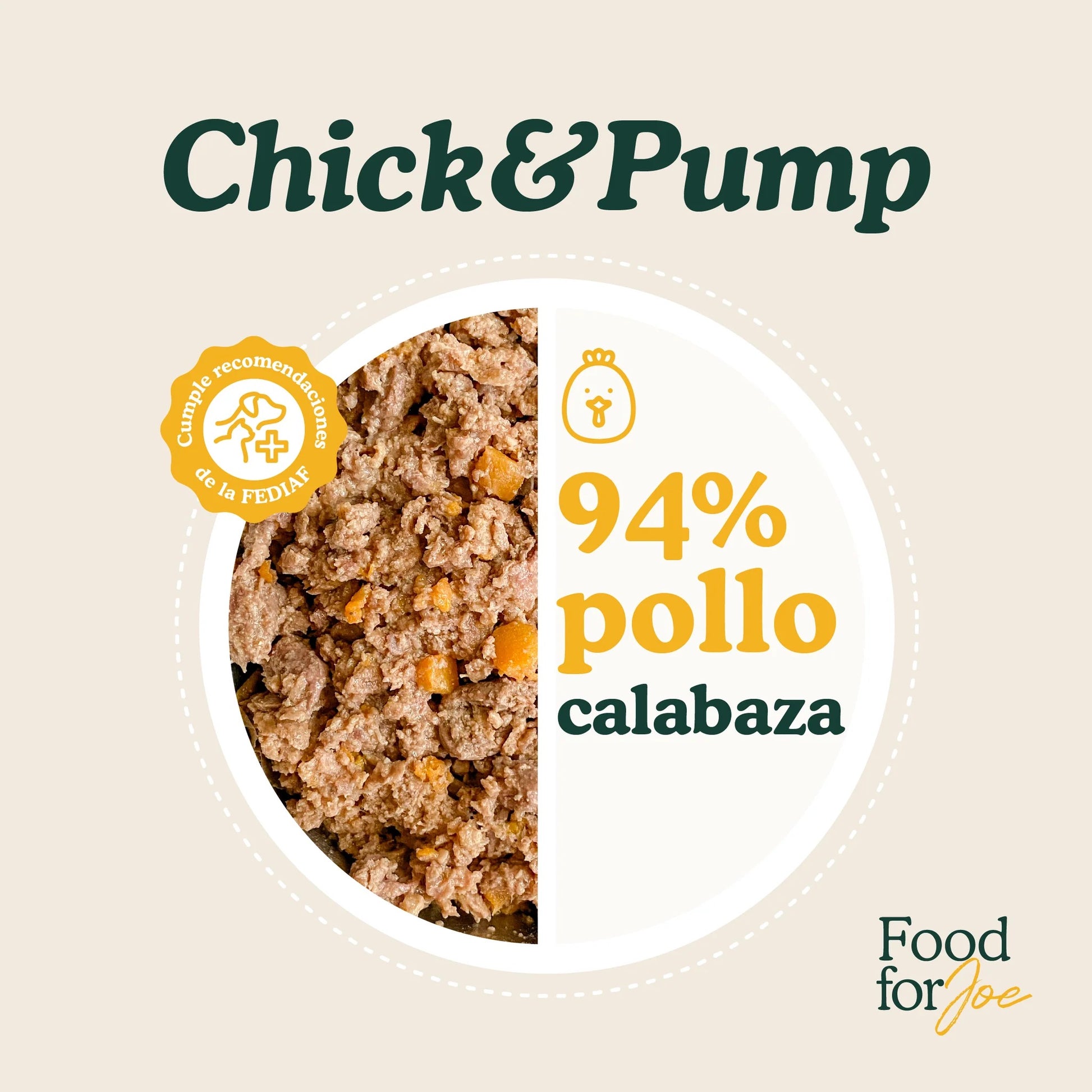 Food for Joe, receta Chick&Pump comida natural cocinada de pollo para gatos de todas las edades 