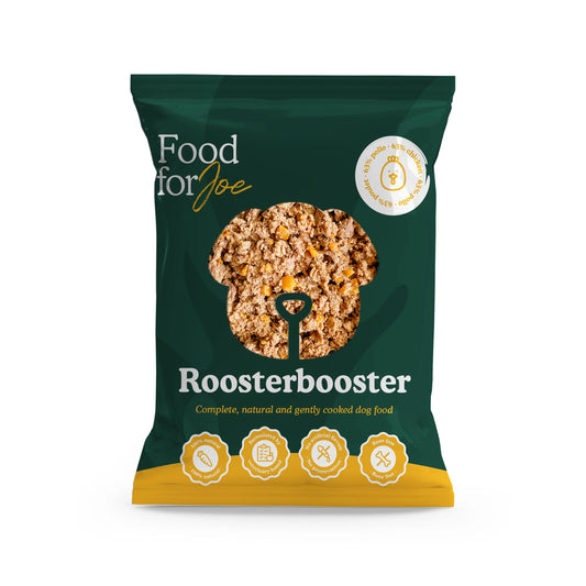 Food for Joe, receta Roosterbooster, comida natural cocinada monoproteica de pollo para perros de todas las edades y tamaños