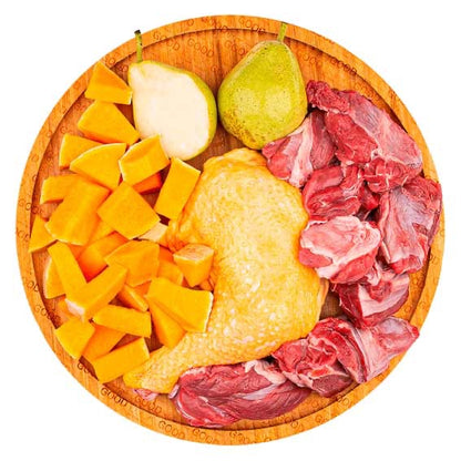 Good Luck, menú de alimentación cruda BARF elaborado con cordero y pollo para perros de todas las edades y tamaños