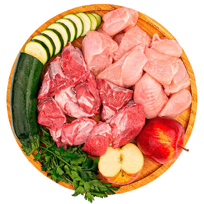 Good Luck, menú de alimentación cruda BARF elaborado con ternera y pavo para perros de todas las edades y tamaños
