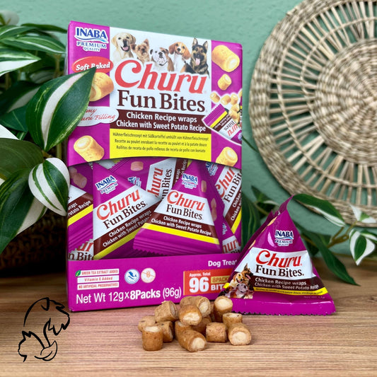 INABA - CHURU FUN BITES DE POLLO CON ATÚN Y BONIATO PARA PERROS