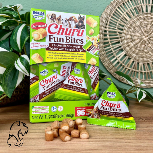 INABA - CHURU FUN BITES DE POLLO CON ATÚN Y CALABAZA PARA PERROS