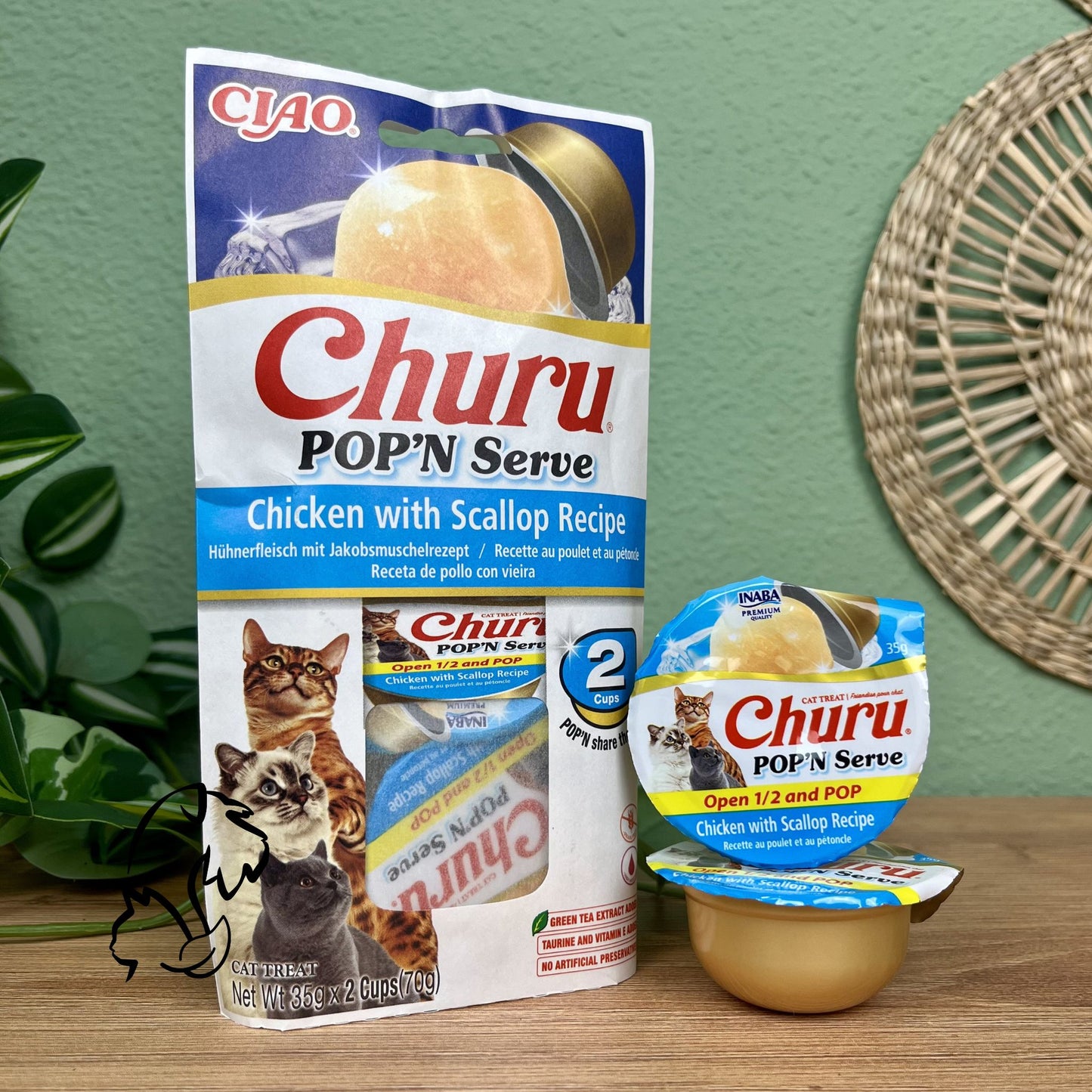 INABA - CHURU POP´N SERVE DE POLLO CON VIEIRA PARA GATOS