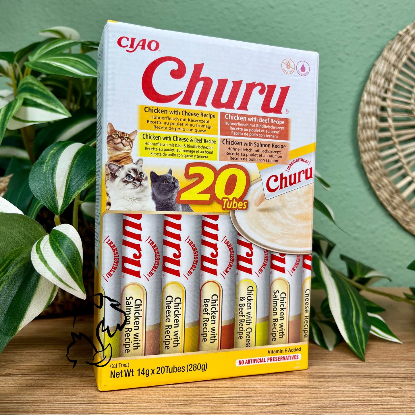 INABA - CHURU CAJA 20 UNIDADES - VARIEDADES DE POLLO CON BUEY PARA GATOS