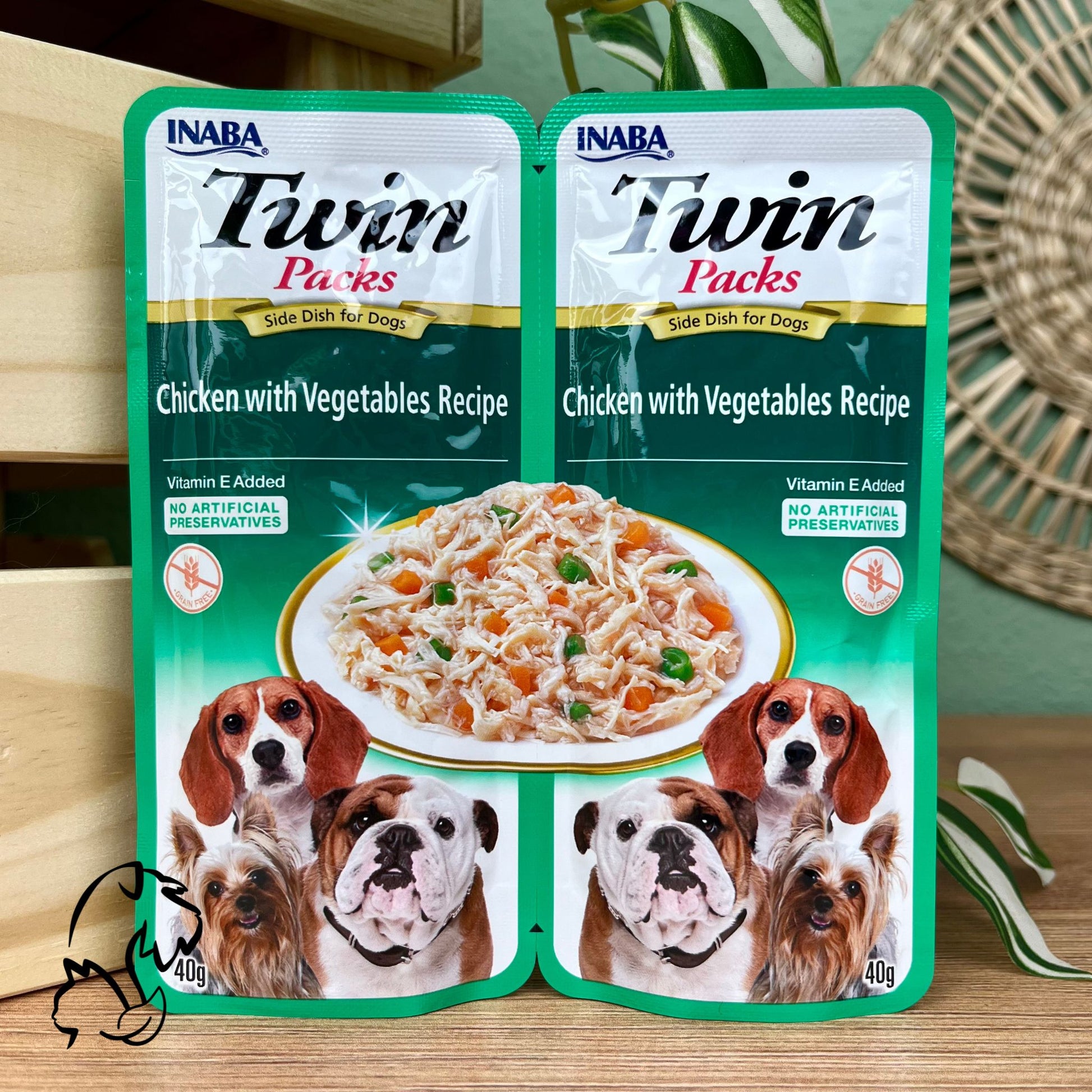 Twin Packs de Inaba de pollo y verduras, sobres de comida húmeda sin cereales y complementaria para perros