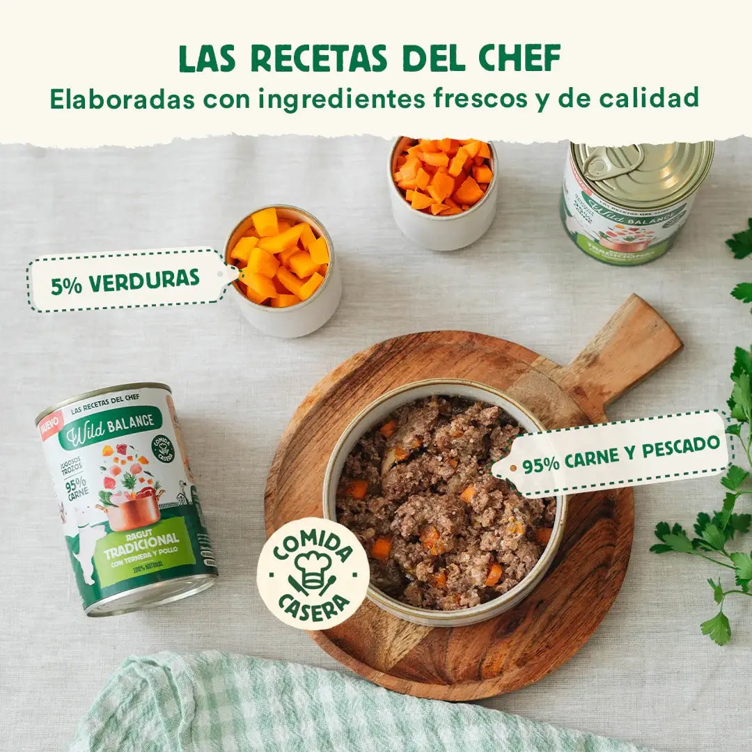 wild balance lata ragut tradicional de ternera, pollo y cerdo para perros