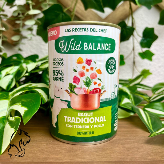 wild balance lata ragut tradicional de ternera, pollo y cerdo para perros