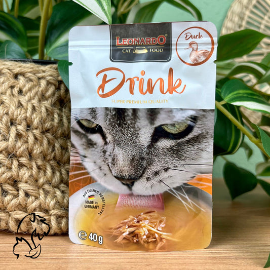 Leonardo Drink pato, sopa de pollo y pato sin cereales para gatos que aporta hidratación de manera saludable