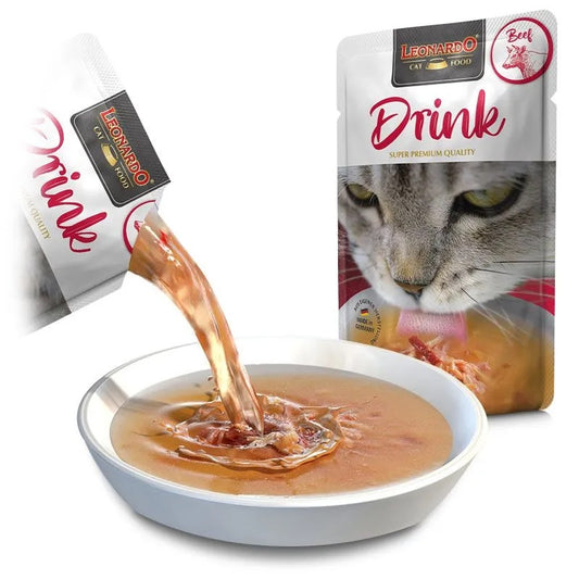 Leonardo Drink Ternera, sopa de pollo y ternera sin cereales para gatos que aporta hidratación de manera natural