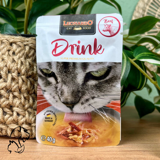 Leonardo Drink Ternera, sopa de pollo y ternera sin cereales para gatos que aporta hidratación de manera natural