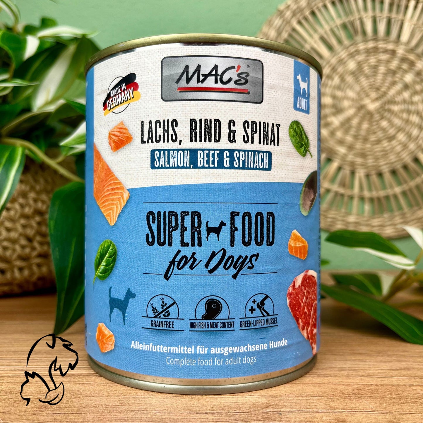 Mac´s Lata Natural Y Completa De Ternera Y Salmón Con Espinacas Para Perros