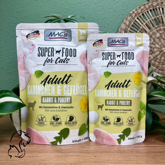 Mac´s Alimentación Natural En Sobre De Aves De Corral Y Conejo Para Gatos