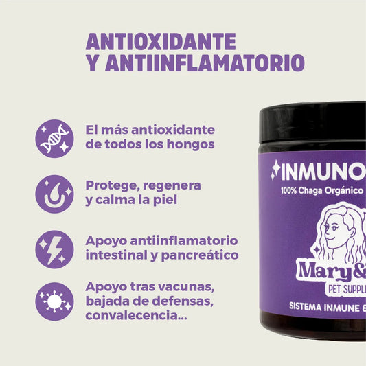MARY & TRUFA - INMUNO CHAGA - REFUERZO INMUNITARIO Y ANTIOXIDANTE PARA PERROS Y GATOS