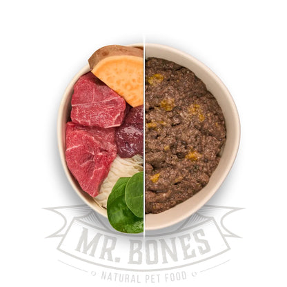 MR. BONES - RECETA DE TERNERA CON BONIATO Y ESPINACA PARA PERROS