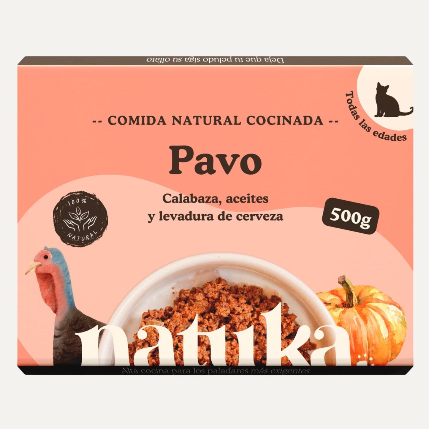 Natuka, comida natural cocinada monoproteica, receta de pavo para gatos de todas las edades.