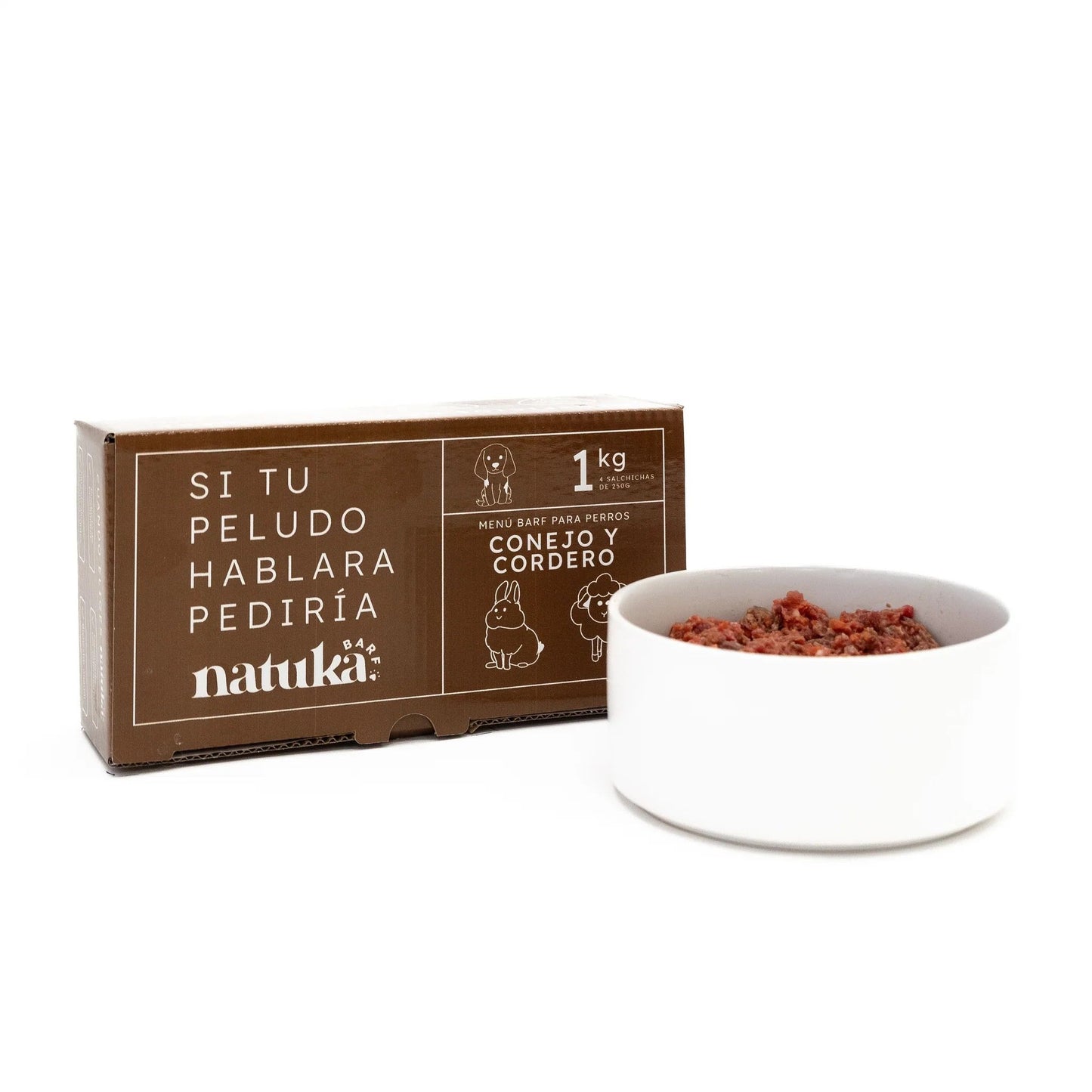 Natuka, menú de alimentación cruda BARF  elaborado conejo y cordero para perros de todas las edades y tamaños