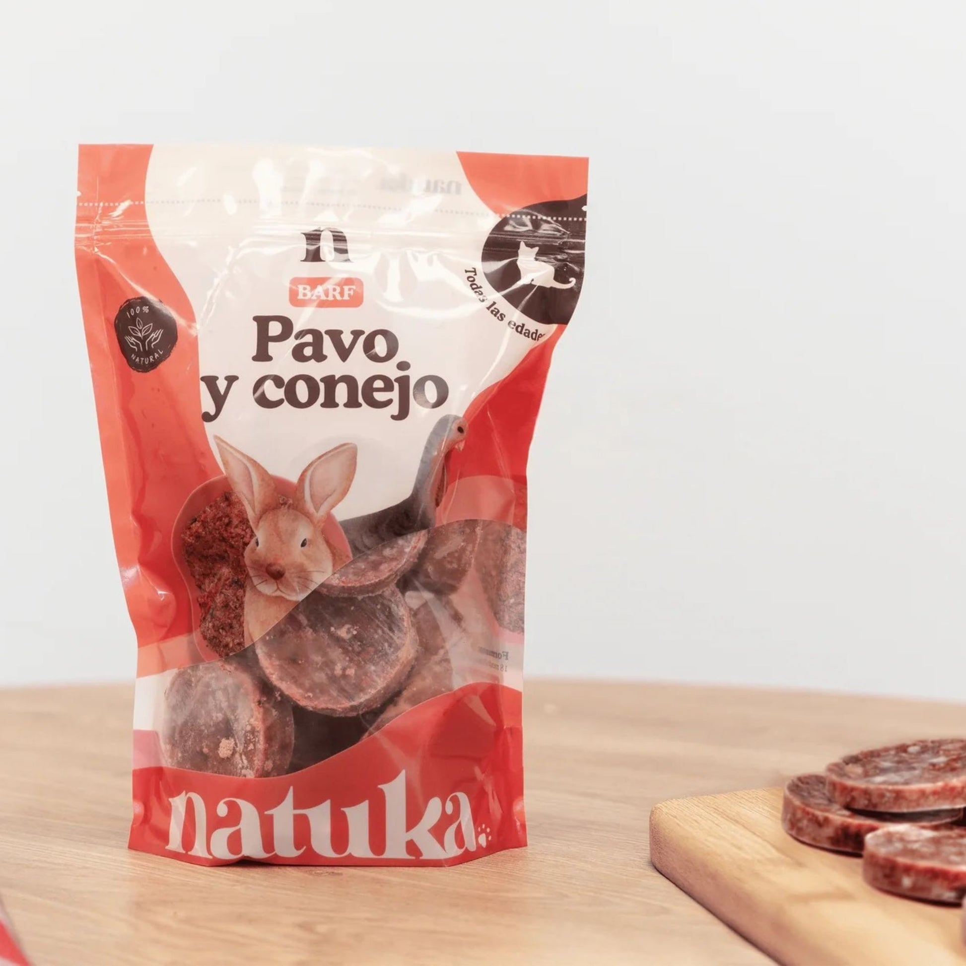Natuka, comida natural cruda barf, receta de pavo y conejo para gatos de todas las edades.