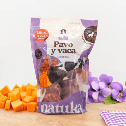 Natuka, menú de alimentación cruda BARF  elaborado pavo y vaca para perros de todas las edades y tamaños